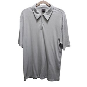 Phillipe Marcel XL Gray Ribbed Quarter‎ Zip Short Sleeve Polo Shirt Golf Preppy